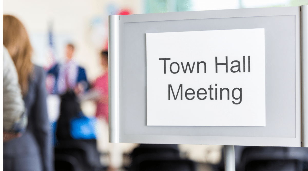 Stock image of town hall sign